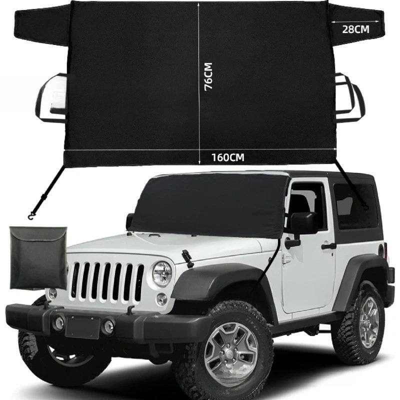 600D Oxford cloth car snow cover, windproof, with hook for fixing to the front windshield, sunshade, frost and freeze protection for the rear window