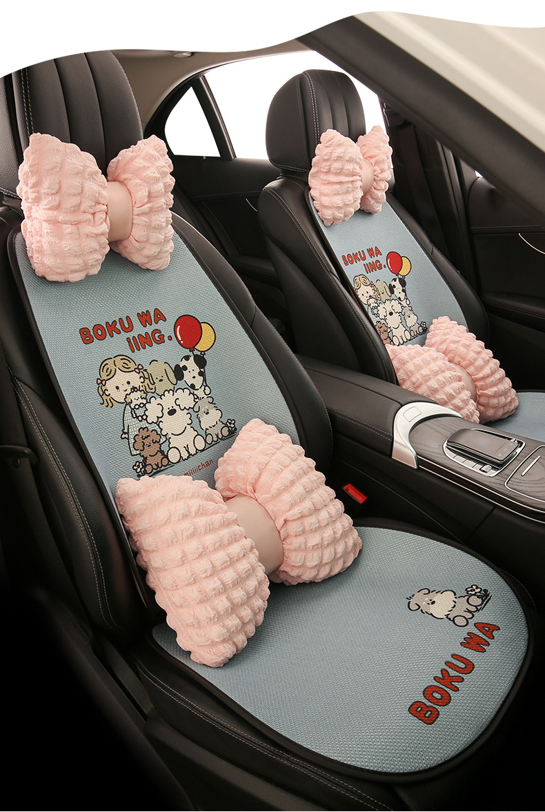 26 Types of Car Seat Cushions, Suitable for All Seasons, Cute Cartoon Design, Breathable and Comfortable for Women