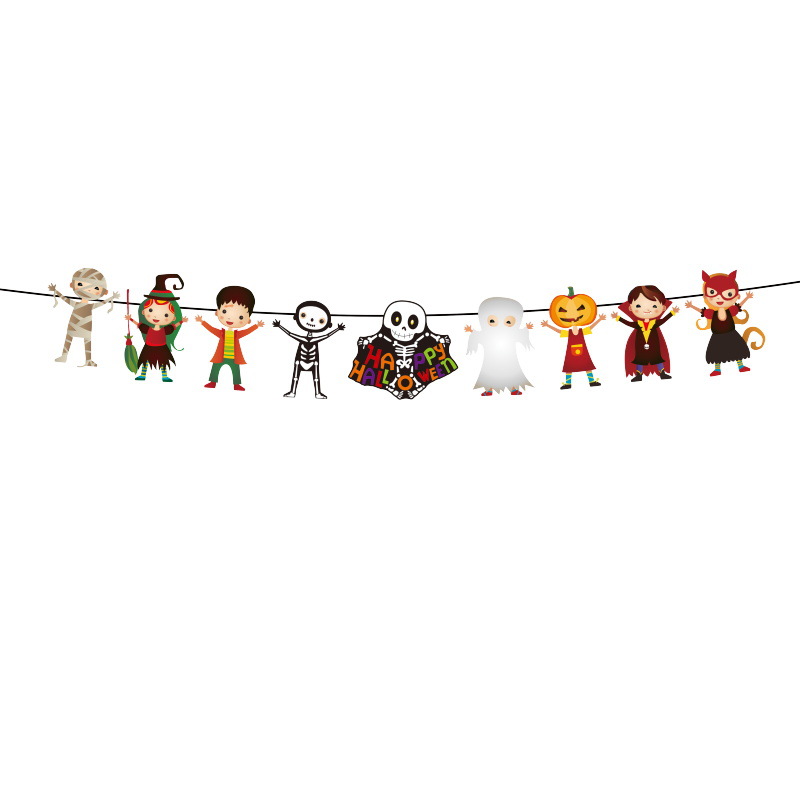 Nuevo Halloween transfronterizo, bandera, calabaza, bruja, fiesta KTV, decoración de papel, decoración del festival de fantasmas, accesorios