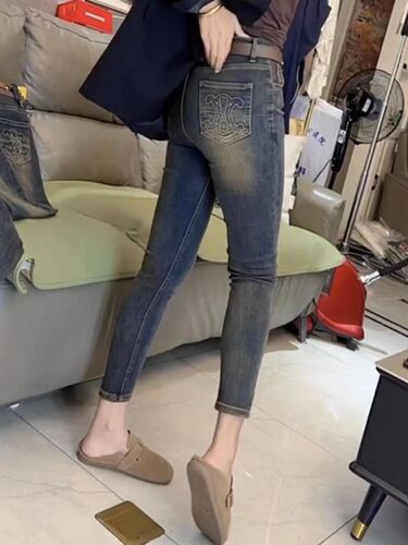 Autumn New Arrival Retro Denim Pencil Pants for Women, Plus Size, Figure-Slimming, All-Match, Stylish High-Waisted Skinny Pants