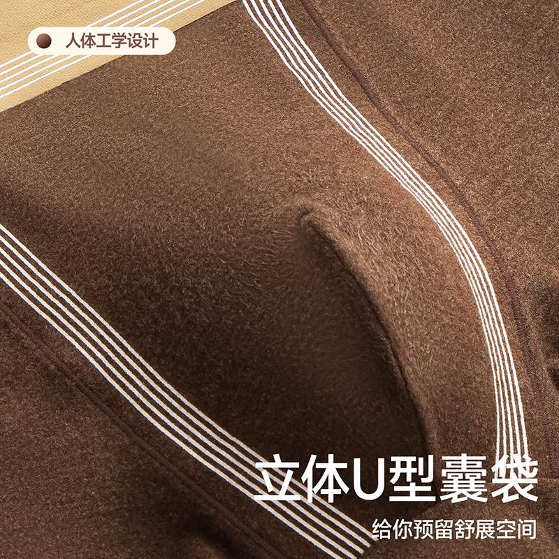 Otoño y invierno abrasivo hombre calzoncillos suaves pegajosos cálidos cómodos de moda piquetas de cintura media calzoncillos cortos de cuatro esquinas para hombre