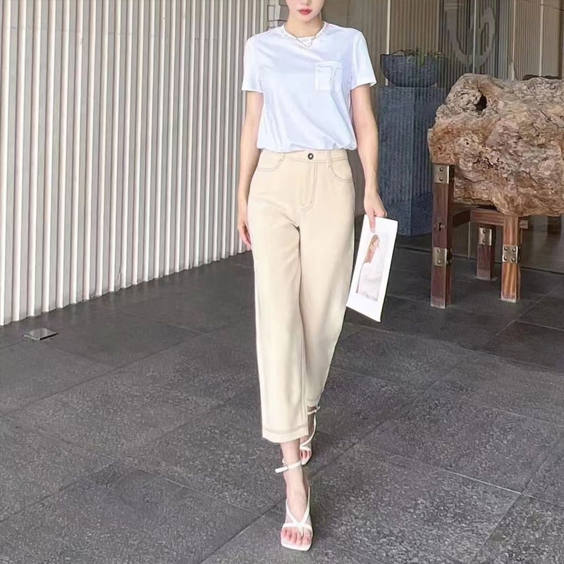 Quần tây nữ cạp cao ống đứng dáng suông, quần âu công sở 9 phân — Màu đen chi tiết 5