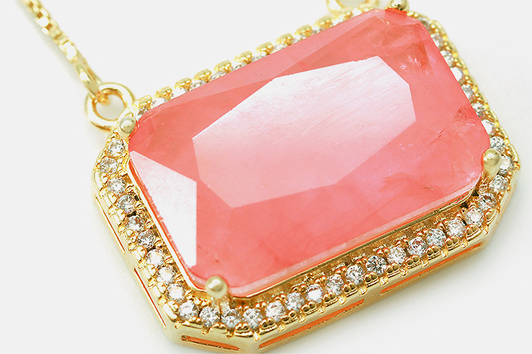Copper Material Fashion Pink Pendant Gold-plated Copper Necklace Wholesale Nihaojewelry