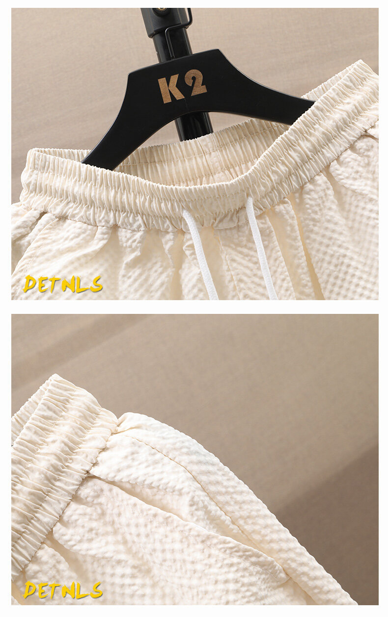 Men's Summer Sports Shorts Loose Stretch Elastic Waistband Five Point Casual Beach Pants Mid Waist Drawstring_viptrois.com