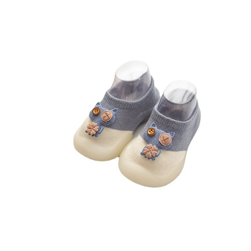 Zapatos de algodón recién nacidos de dibujos animados para gatos, zapatos de silicona para niños, zapatos para bebés, calcetines suaves, zapatos para bebés