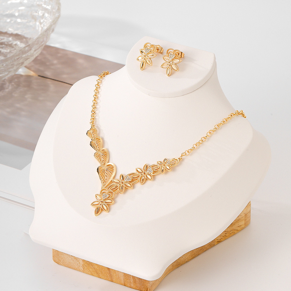 Europa y América opciones transfronterizas collares joyas juegos de joyas de mujer collares de orejas de bronce joyas de moda de Oriente Medio image 1