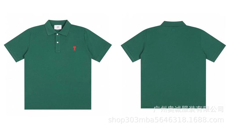 クロスボーダー 25ss ami POLO 小さな刺繍半袖カップルラウンドネックルーズスポーツカジュアル Tシャツ男性と女性用|undefined
