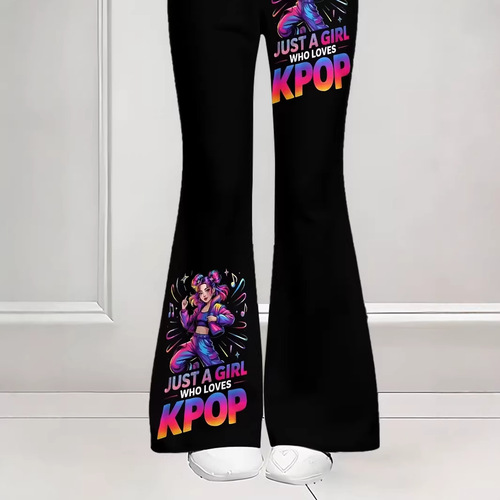 Kpop Demon Hunters Group, silk milk, skin-friendly elastic bell-bottom pants, children's casual suit, Malay Station, hot sale and cute