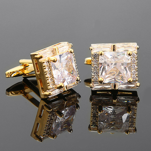 Tough square diamond men's zircon crystal cufflinks light luxury French shirt suit cufflinks cufflinks cross-border