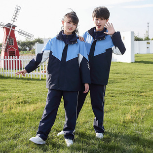 Two-piece children's clothing new jacket suit fleece-lined thickened mountaineering suit simple fashion outdoor sports jacket