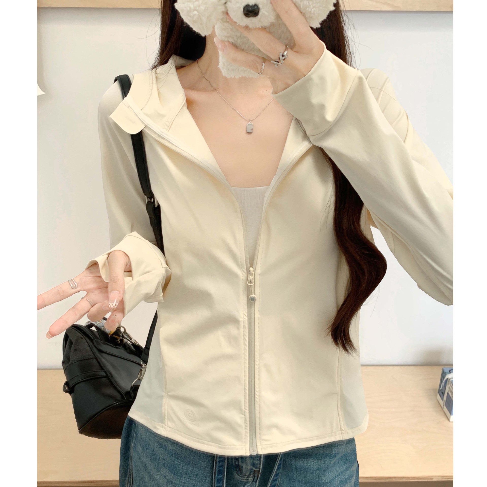 2695 Hooded Sun Protection Clothing, Summer Cool Feeling Women's Outdoor Breathable Anti-Uv Casual Jacket, Fashionable and Versatile Top