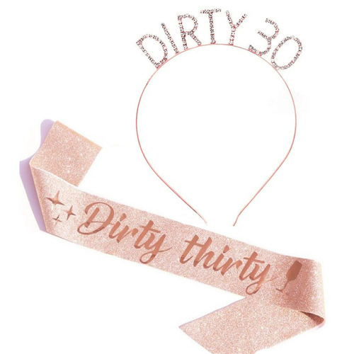30-year-old DIRTY THIRTY ceremonial belt birthday party decoration props girl headband crown shoulder strap set