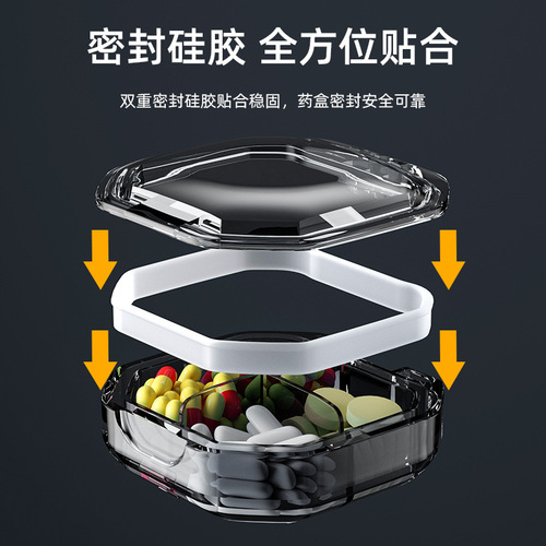 Portable medicine box packed with three meals a day, sealed and moisture-proof mini medicine box, portable for seven days a week