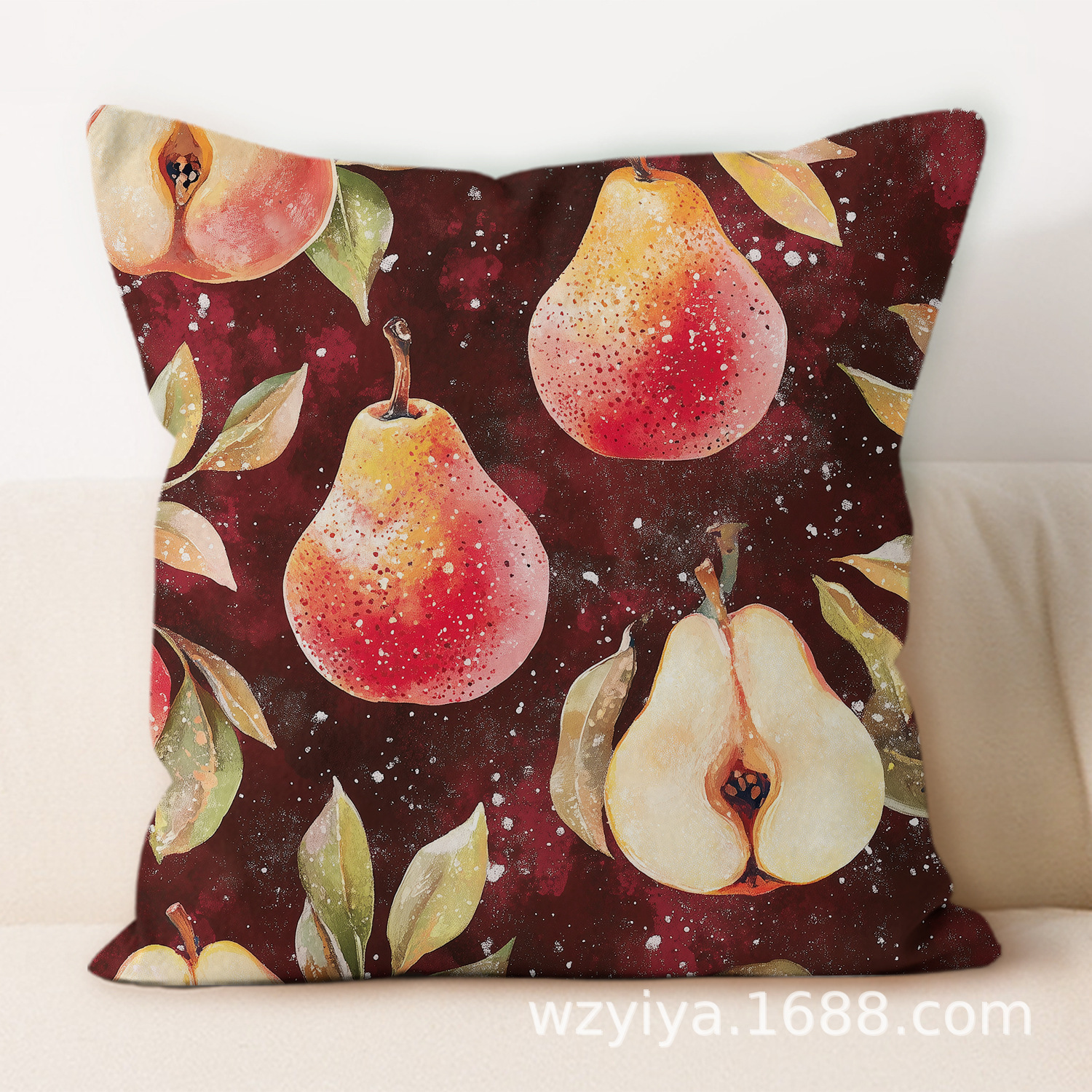 Frutas estampadas almohada acuarela moderna cuadrada sala de estar sofá dormitorio cabezal de cama almohada funda sin núcleo cojín