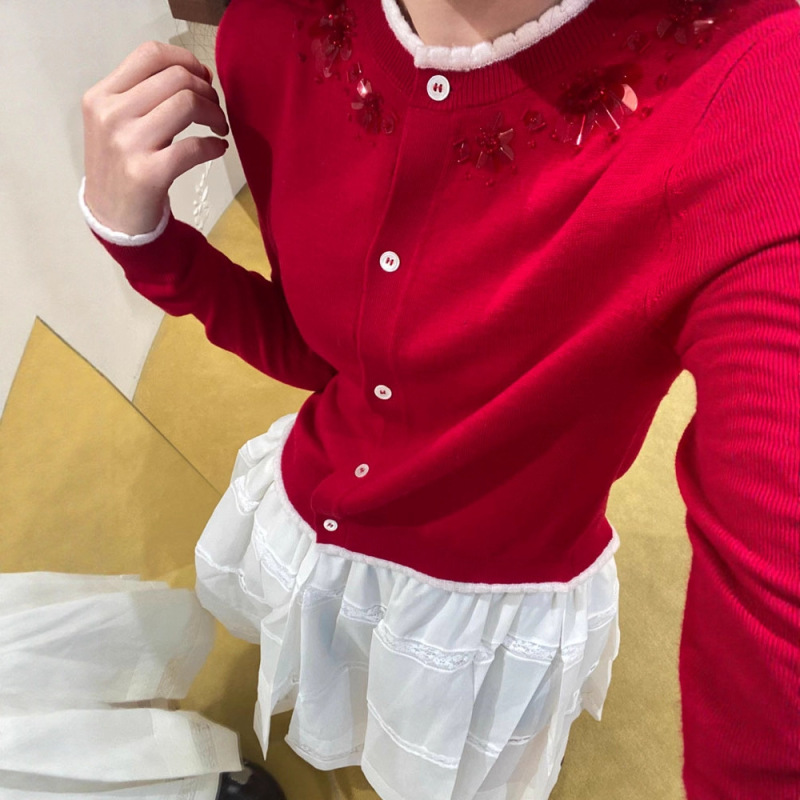 In Stock [Christmas Edition] Sequin-Decorated Knitted Cardigan Sweater Jacket