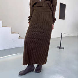 清仓不退换十三行2025冬季直筒加厚绒感百搭针织半身裙女ZB3270