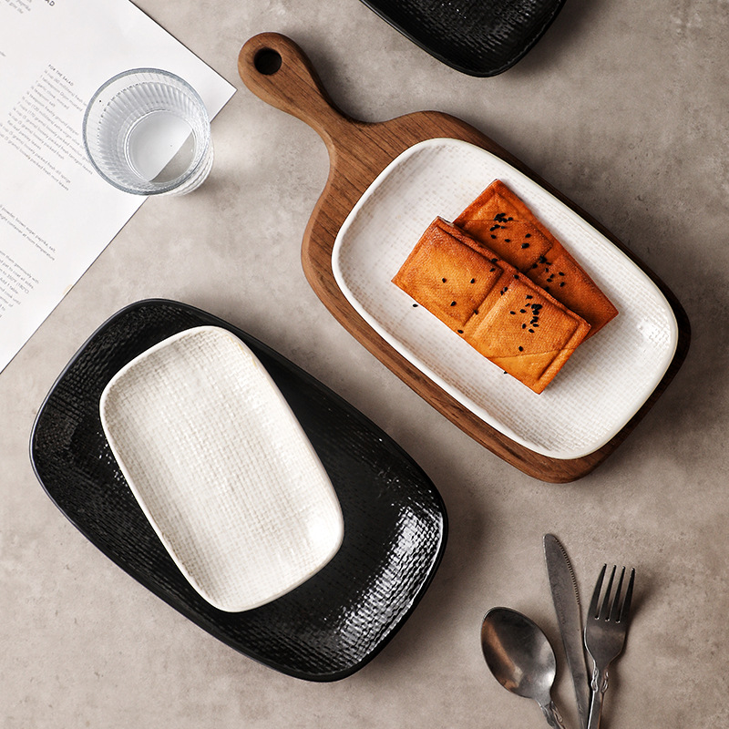 Plato rectangular de tela transfronteriza plato de sushi casero plato de pescado plato de pescado al vapor plato de dumplings plato de aperitivos