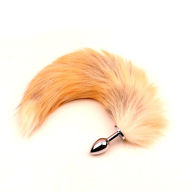 Fox Tail Metal Anal Plug with Plush Cross Fox Tail, Blue Cosplay Design — detail image 5
