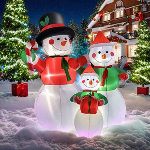 Cross-border for Christmas hat snowman family air model LED luminous air model courtyard decorations