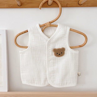 Baby Vest Spring and Summer Newborn Four-Layer Cotton Type a Gauze Boys and Girls Clothes Toddler Outwear Baby Vest