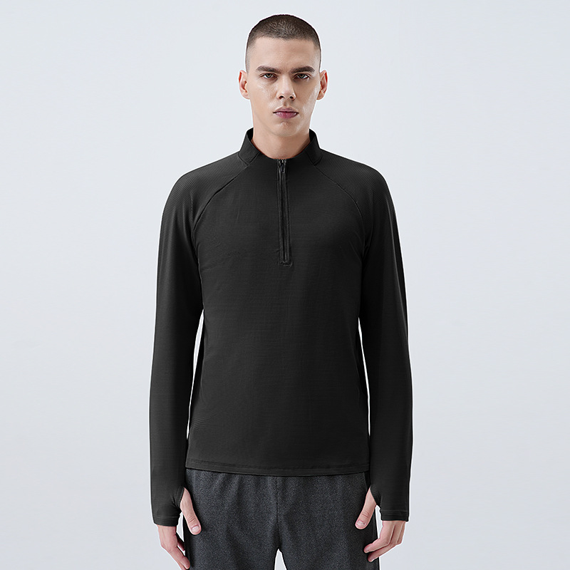Nuevo otoño y invierno medio cremallera rápida secado de manga larga ropa de secado rápido hombre camiseta deportiva de ejercicio de bicicleta ropa de carrera