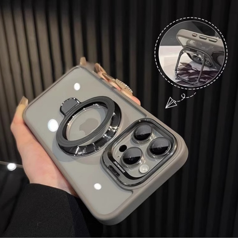 Suitable for Iphone17Promax Magnetic Double Bracket Mobile Phone Case Apple 16 Invisible Lens Bracket Protective Cover