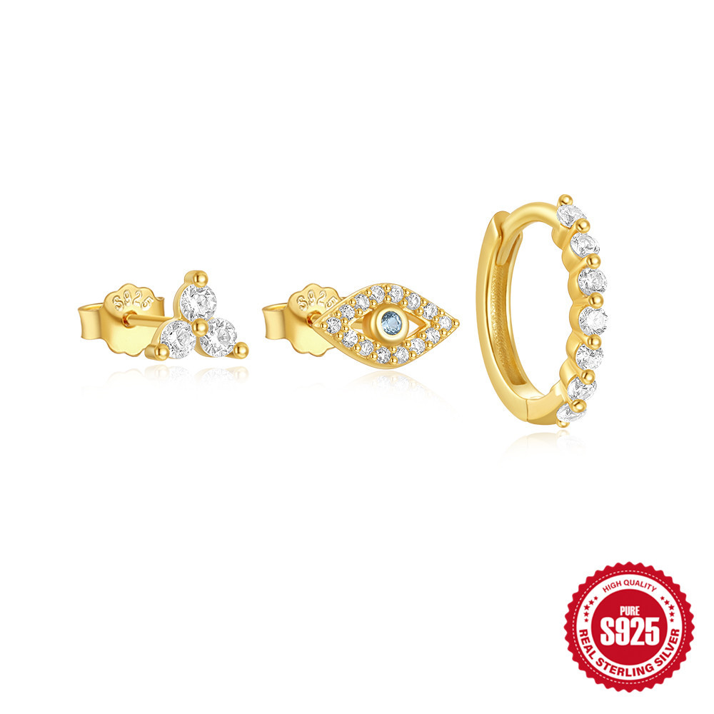 Uso diario europeo y americano s925 plata de ley simple y versátil colgante octogonal geométrico traje de aretes