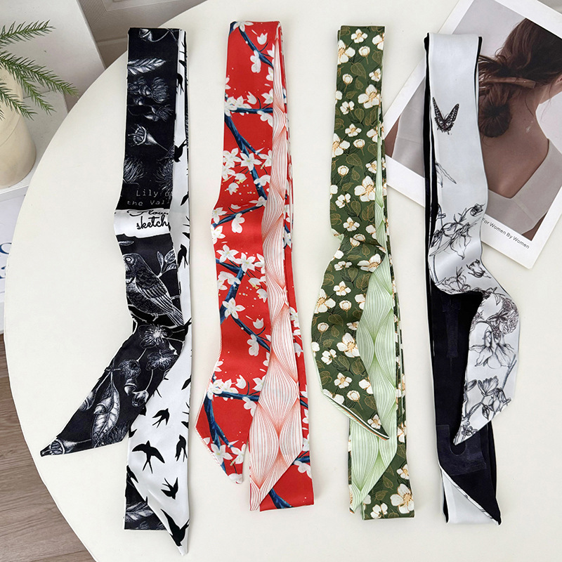 Pequeña bufandas de seda para mujeres 2025 nueva moda francesa temperamento correa de cabello coreana decoración universal bufandas correa de cintura