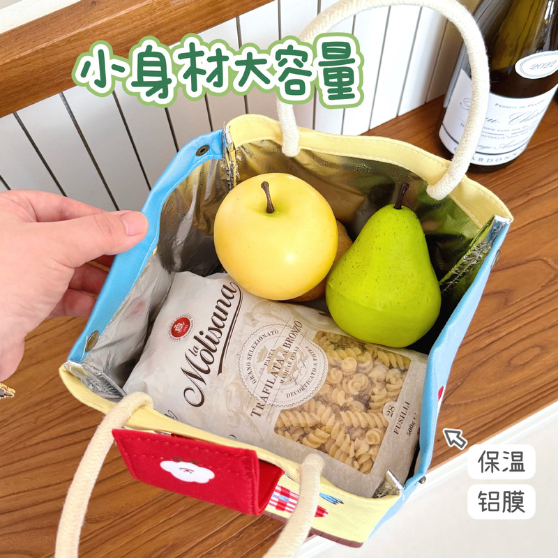 腾亿原创可爱饭盒袋秋冬季保温便当包创意手提包学生办公便携餐包|undefined