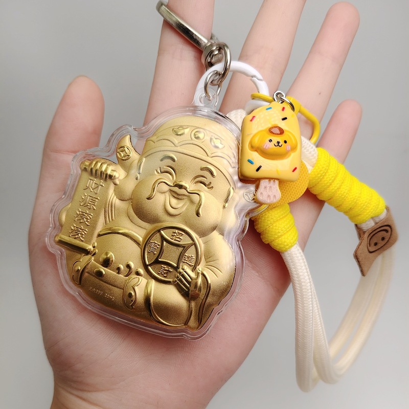 卡通足金中式财神爷手机钥匙扣财源滚滚黄金包包挂件送朋友送亲戚|undefined