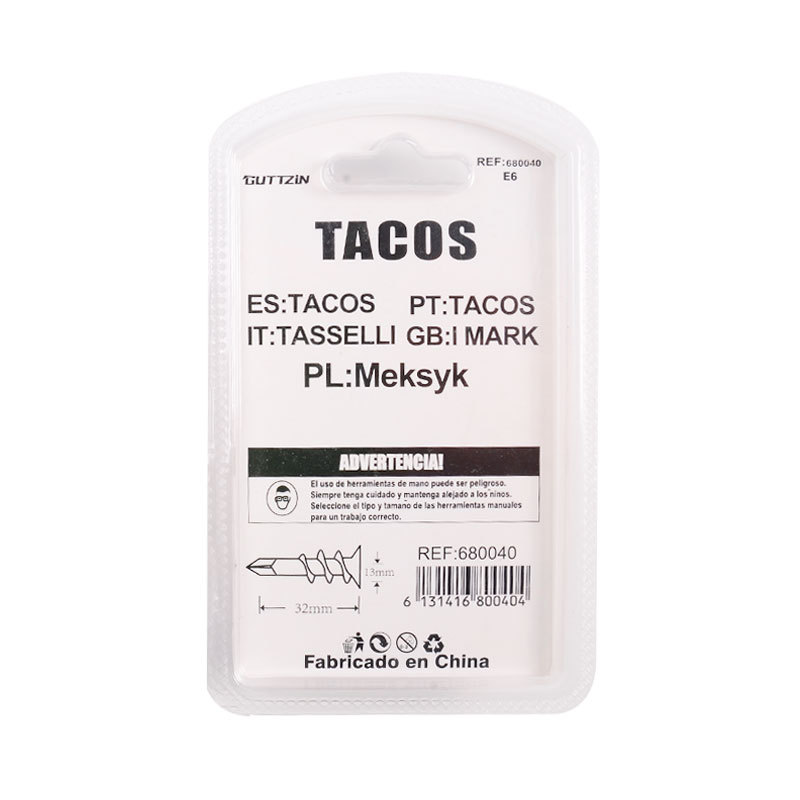 泡壳装小包装一字螺旋型塑料膨胀管 商超五金一字螺旋膨胀管详情4