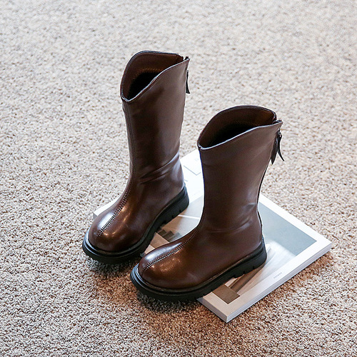 Girls' shoes, children's boots, plus velvet to keep warm, autumn and winter new soft-soled student trendy boots, street photography, fashionable high boots