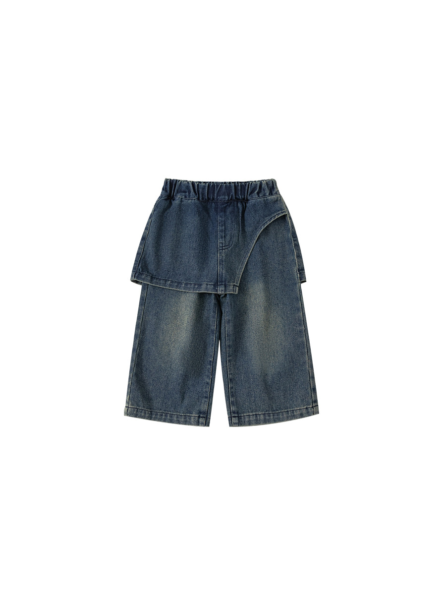 Ropa Infantil Youbao, Jeans para Niñas, Colección Primavera 2026, Pantalones Rectos para Niños con Diseño de Parches, Pantalones Largos para Niños Pequeños con Solapa Trasera