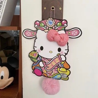 HelloKitty decoraciones de pared de papel tridimensional para atraer dinero encantador para moverse en el hogar para orar colgantes tarjetas de decoración image 2