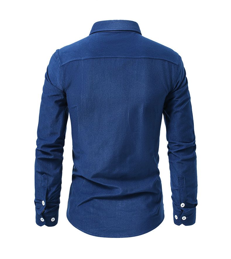 Men's Solid Color Corduroy Long-sleeve Shirt Jacket With Pockets_voghion.com
