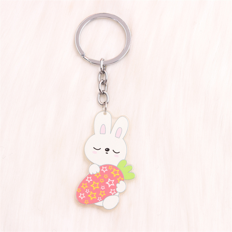 Simple Style Rabbit Animal Stainless Steel Arylic Printing Easter Keychain display picture 16