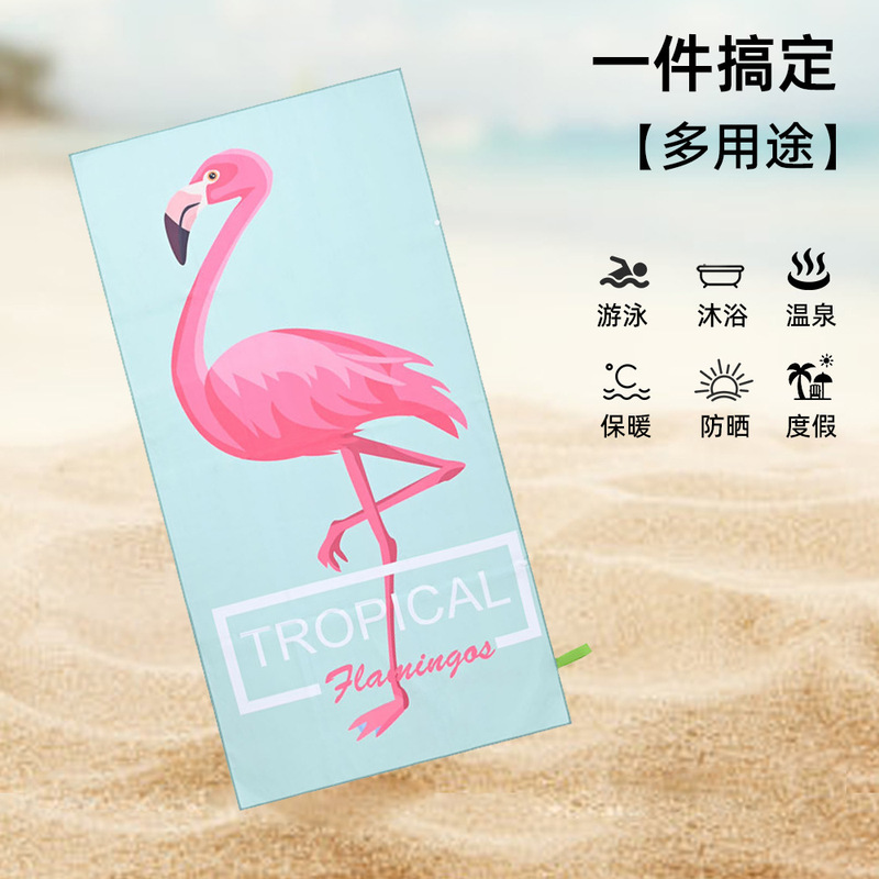 Cross-Border Exclusive Supply of Double-Sided Velvet Quick-Drying Bath Towels, Digitally Heat-Transfer Printed Oversized Beach Towels, Surfing Beach Towels