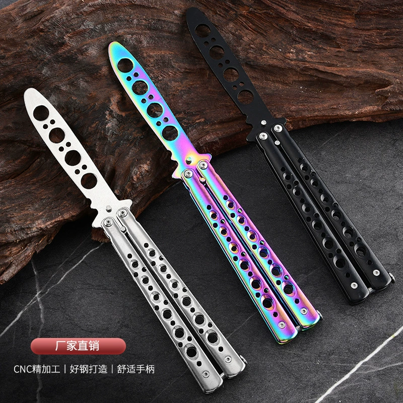 Оптовая продажа с фабрики CSGO неоткрытый лезвие бабочки практикующий нож бабочка нож бабочка цветной гребень бабочки складной нож