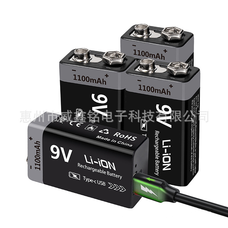 9V lithium battery USB direct charging multimeter medical equipment guitar 9V rechargeable battery 850/1100mah foot capacity