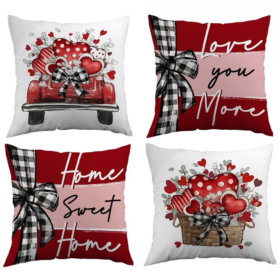 Cross-Border Valentine's Day Pillow Wholesale New Product Living Room Sofa Decorative Pillow Cover Bedroom Cushion Printed Pillow Customization