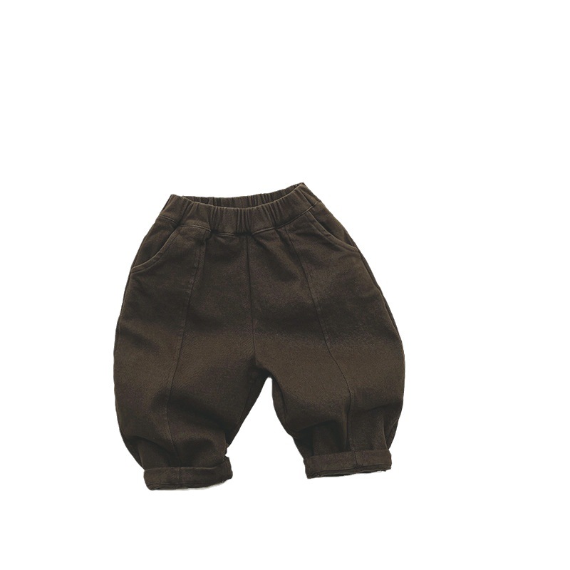 Pantalones de lana para niños invierno versátil simple nuevo estilo coreano estilo japonés pantalones casuales de lana delgada para niños y niñas bebé moda