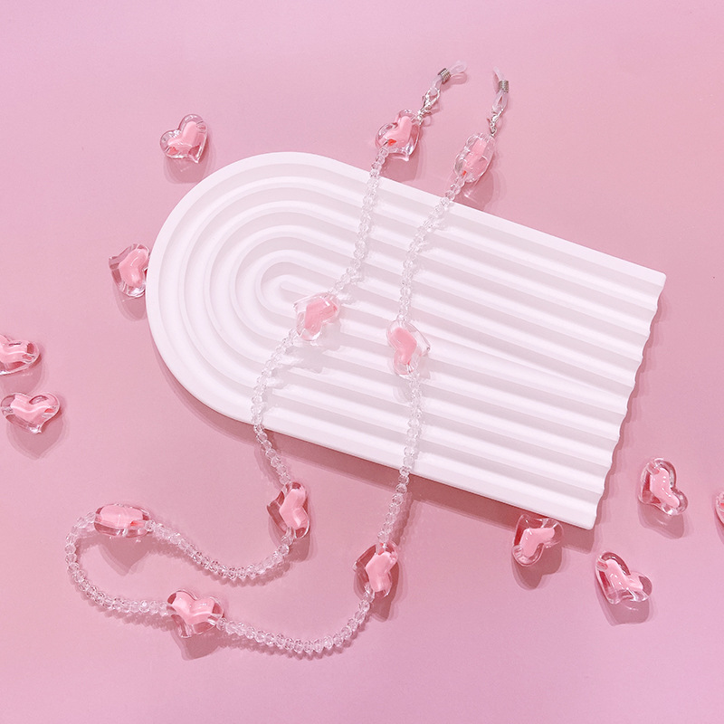 35g Weight Glasses Chain Classification Daily Occasion Acrylic Material Heart Shape Pattern Women's Gender Casual, Sweet Style Casual Sweet Heart Shape Arylic Women's Glasses Chain 7