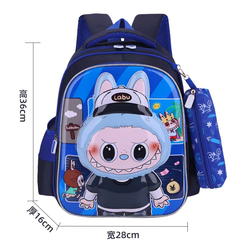 Nueva mochila escolar de dibujos animados mochila escolar 3D para estudiantes de escuela primaria 1-3 grado mochila de tela rabu súper ligera hombro para reducir la carga y proteger la columna