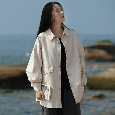 韩版外套秋季新款女装2022小个子学院风时尚翻领百搭长袖开衫夹克