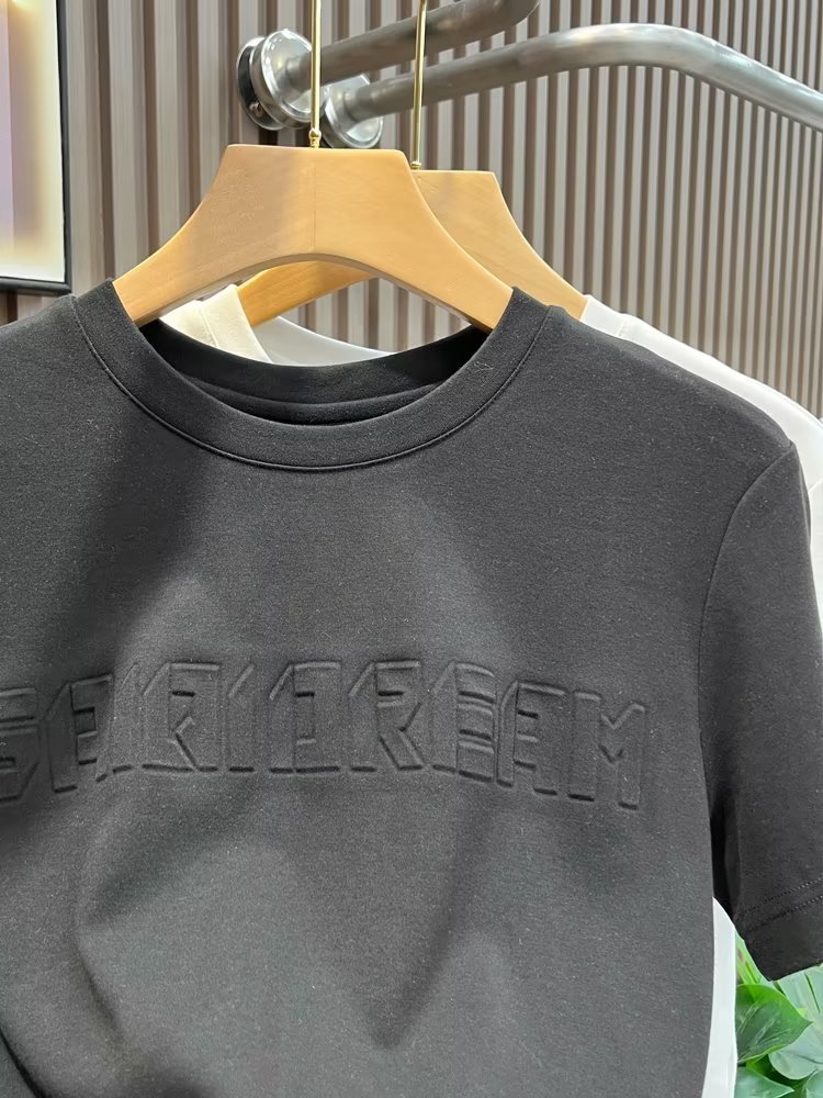 T-shirt jeune col rond, Instagram quotidien, marque tendance lettres et chiffres, texte d'été, manches 5/4, standard pour hommes_voghion.com
