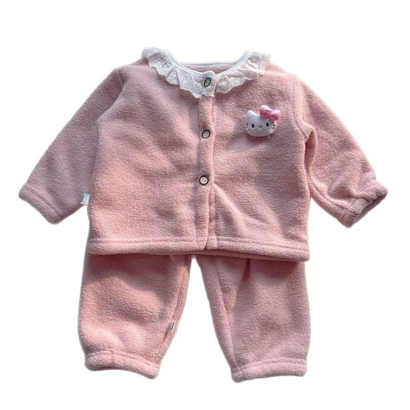 2025秋冬新款婴幼儿卡通毛毛家居服套装宝宝上衣裤子两件套潮|undefined