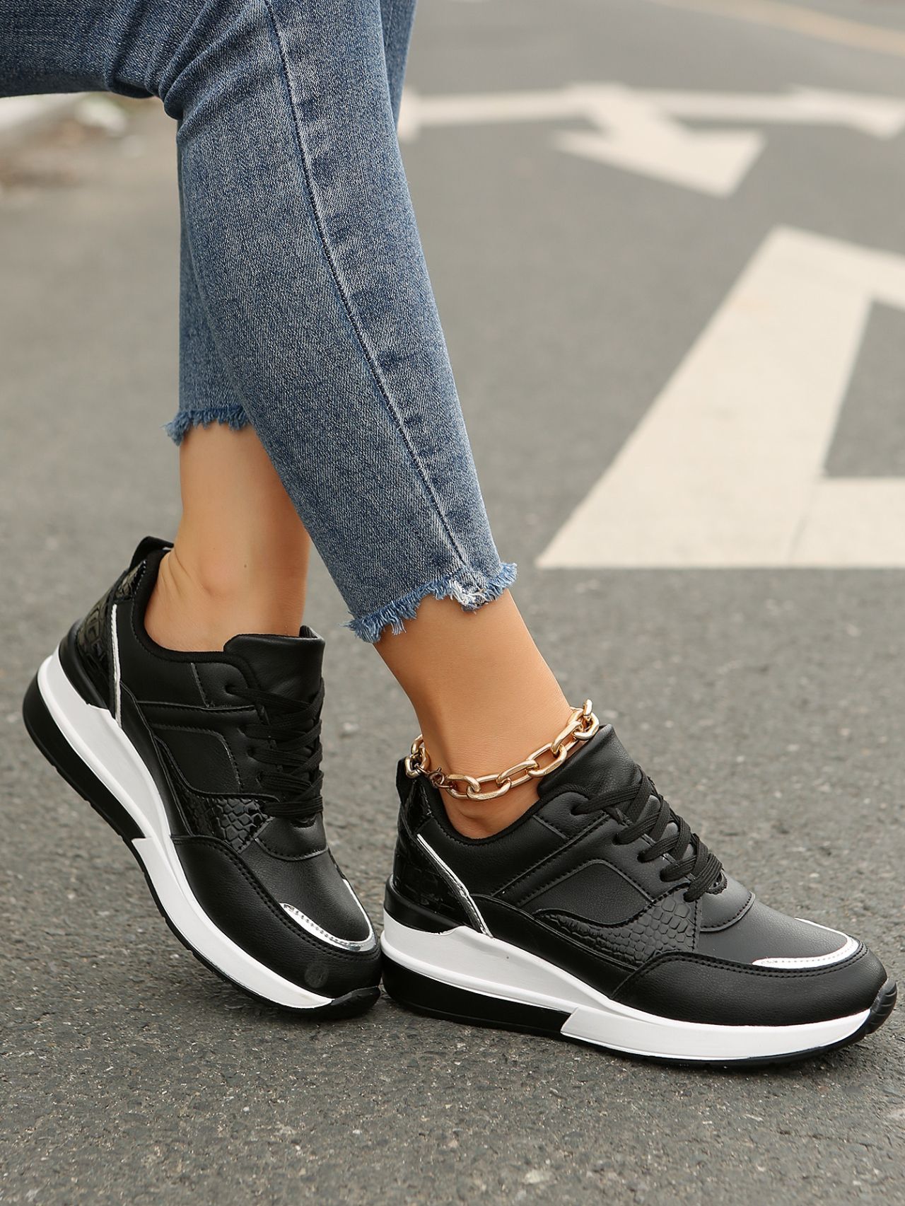 Zapatos de mujer Zapatos deportivos casuales para mujer, nuevos zapatos de moda con tacón de cuña y suela gruesa, zapatos deportivos casuales para mujer, talla grande 43_voghion.com