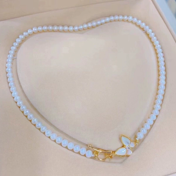 Necklace from pearl, fashionable chain, 6mm