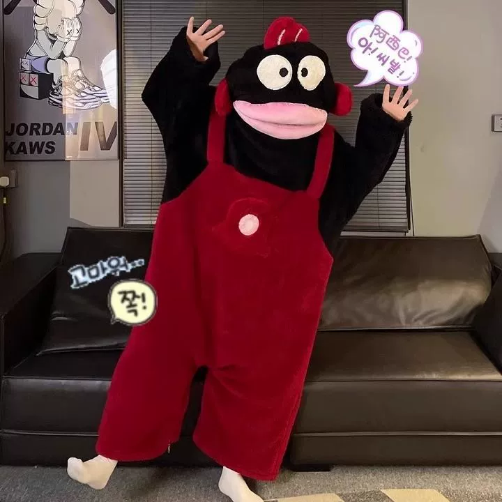 Картонный комбинезон-пижама из кораллового бархата, зимний халат-onesie унисекс S–XL (с обувью/без)