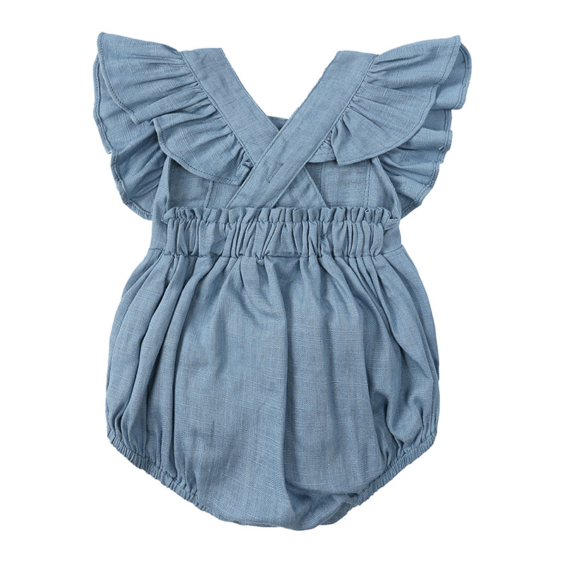 Basic Solid Color Cotton And Linen Baby Rompers display picture 4